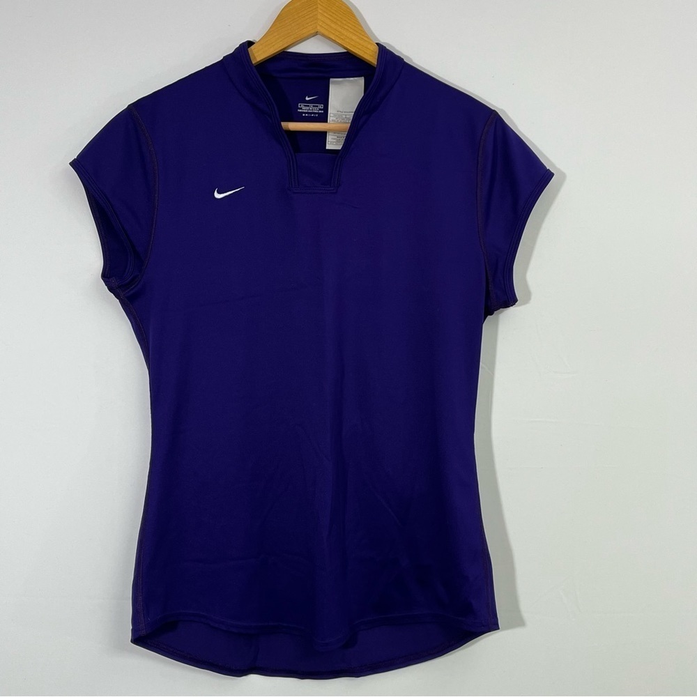 Vtg Nike Dri Fit Women XL Deep Purple Mock Neck Athletic TShirt NVGJ03954 USA